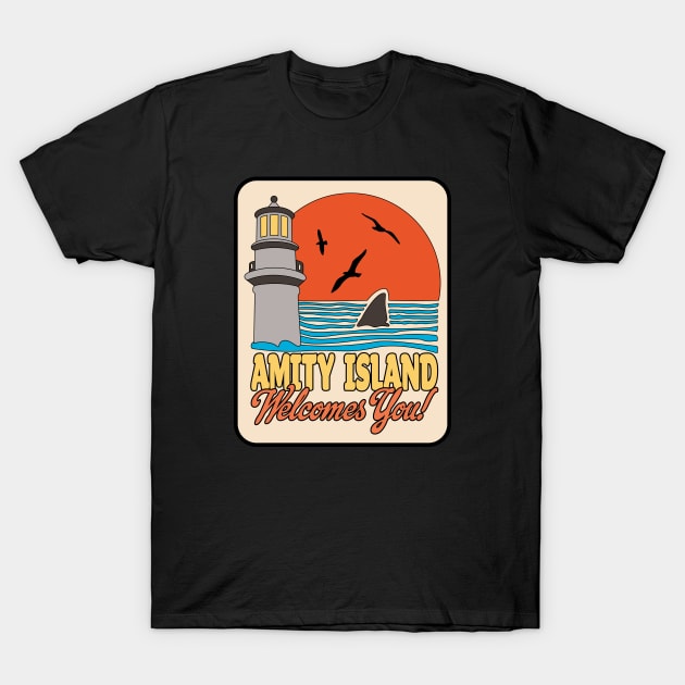 Jaws — Retro Amity Scene T-Shirt by GraphicGibbon